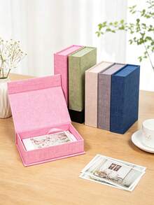 Magnetic Fabric Storage Box, Suitable For Photo Albums, Letters And Small Items, Decorative Book-Shaped Organizer Box, Can Store Jewelry, Watches And Handmade Crafts, Durable Desktop Storage Box, Suitable For Living Room And Study - Multicolor - View 5