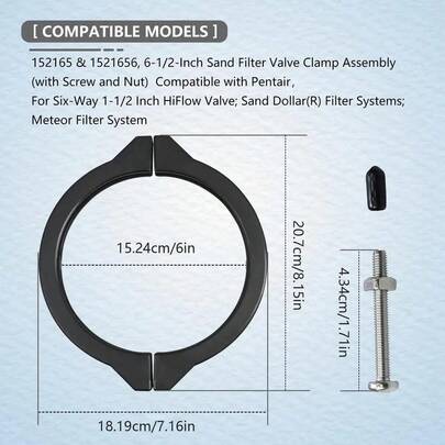 152165 1521656 1-1/2 Sand Filter Valve Clamp Assembly With Screw For Pool Spa Repairs