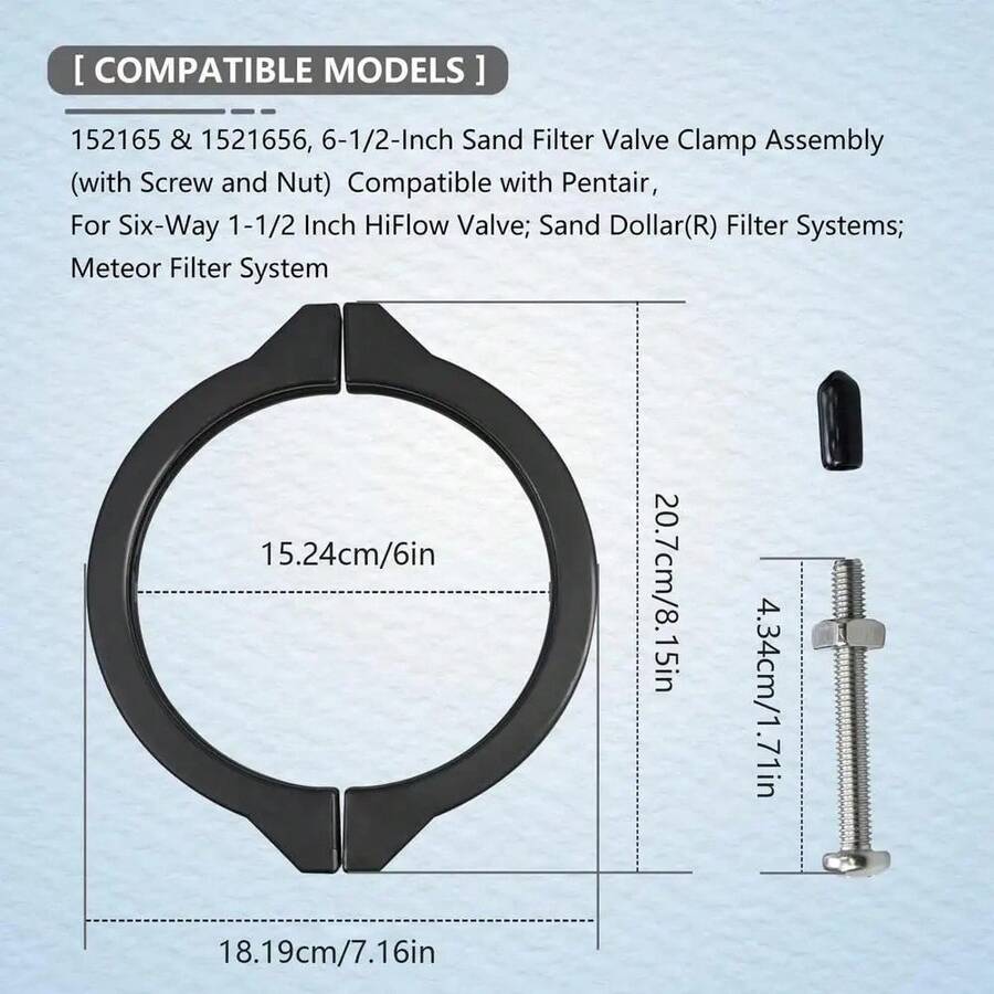 152165 1521656 1-1/2 Sand Filter Valve Clamp Assembly With Screw For Pool Spa Repairs - Single Attribute - View 1