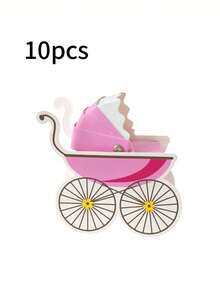 10個嬰兒派對DIY小推車糖果盒 桌上裝飾盒 - 彩色 - 查看 11