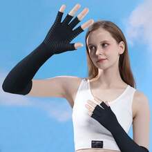 1Pair Long Compression Gloves, Arm & Hand Compression Gloves, Hand Support Sleeves For Carpal Tunnel, Hand Support - Black - View 6