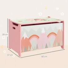 Aufbewahrungsbox mit Stauraum, Spielzeugkiste mit Deckel-Sicherheitsscharnier, niedlichem Tierdesign, 60 x 37 x 39 cm, Rosa - Voir 6