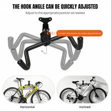 Adjustable Bike Wall Mount, Extendable Arm 22.5-33.5cm, 30kg Load Capacity, 90° Foldable Space-Saving Design, For Mountain Road Folding Bikes, Metal Hook With Soft Padding Frame Protection - Black - View 9