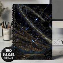 Cosmic Black Hole Starry Sky Spiral Notebook - A5 Size , 50 Sheets/100 Pages, Black Cover Suitable For, Office, Journaling, Planners - Gift For Students, Teachers, Professionals, Space-Themed Diary & Notepad - 1 Pack (50 Sheets/100 Pages) - View 9