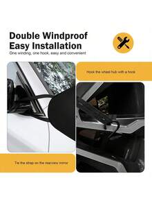 Car Half Windshield Cover, Dual-Sided Silver-Coated Fabric Windshield Wiper Trough Protective Shade, Rainproof Snowproof Front Window Cover, For Most Cars - Multicolor - View 5