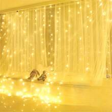 Warm White Fairy Curtain String Lights With Battery Box (Batteries Not Included), Sparkling Hanging LED Beads, Romantic Wall And Window Decoration, Suitable For Room Aesthetic Decor - White - View 8