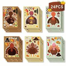 12pcs Thanksgiving Stickers Turkey Pumpkin Corn Maple Leaf Decals DIY Dress-Up Stickers Holiday Party Gift Bag Filler Toy Stickers Handmade Stickers - Multicolor - View 6