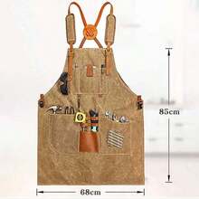 Solid Color Customized Logo Apron, Fashionable Wear-Resistant Fabric, Adjustable Design, Exquisite Workwear For Hair Salon, Restaurant, Milk Tea Shop, Coffee Shop, Server, Bakery, Cake Shop, Art Studio, Pottery Workshop, Home Kitchen, Garden, All Seasons - Multicolor - View 3