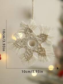 1pc Christmas Snowflake Hanging Decor Boho Style White Rope Design Rustic Holiday Decoration Winter Wonderland Home Accent Christmas Tree Door Window Fireplace Gift Wrapping Party Decor Seasonal Celebration - Style 4 - View 11