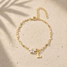 Initial Charm Butterfly Cubic Zirconia Gold Plated Letter Bracelets For Women Men - Yellow Gold - View 29