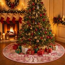 1pc Patterned Christmas Tree Skirt, Elegant Color Holiday Decor, 5 Sizes, Unisex Holiday Gift, Suitable For Home And Party Christmas Home Decoration - Pink Nutcracker - View 6