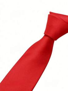 1PC Men's Solid Color Smooth Shiny Texture 5CM Ultra-Slim Polyester Necktie, Suitable For Weddings, Celebrations, Christmas, Thanksgiving, Parties, Gatherings And Daily Wear - Red - View 2