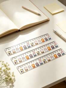 Kawaii Cartoon Pet Animal Print 20CM Acrylic Straight Ruler, Clear Transparent Measuring Ruler For Kids Teens, Lovely Animal Cat Dog Paw Design Ruler, Portable School Drawing Measuring Stationery Gift For Students - Single Piece - View 7