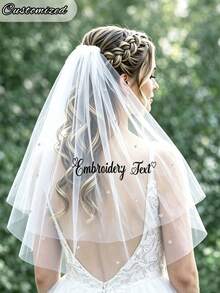 Customizable Double Layer Bridal Veil, Personalized Name Customization, Bachelorette Party And Wedding Accessory, Gift For Bride - Multicolor - View 10
