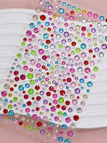3Pcs Y2K Festival Face Gems Stickers Multicolor Mixed Heart Teardrop Round Self‑Adhesive Rhinestones Facial Diamond Decals Colorful Crystal Jewels For Rave Christmas Halloween Cosplay Body Eye Makeup Decor - Multicolor - View 8