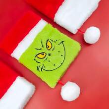The Grinch دفتر ملاحظات مخملي ناعم على شكل جورب عيد الميلاد، غلاف مخملي لطيف برسومات كرتونية وتطريز وجه، هدية عطلة وديكور مكتبي - متعدد الألوان - مشاهدة 2