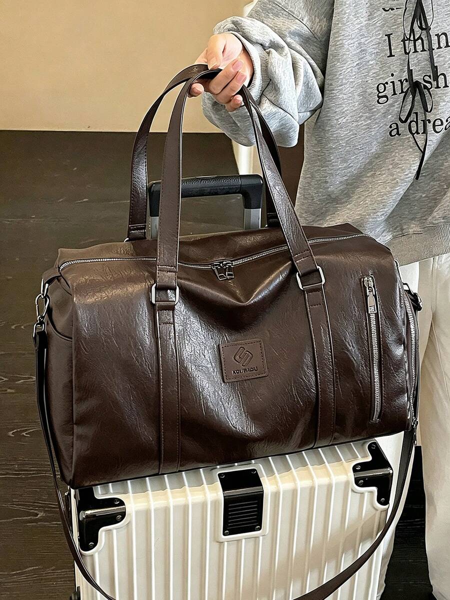 大容量多口袋旅行包，便攜式旅行行李袋，純色運動健身瑜伽包，乾濕分離 + 鞋子隔層