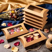 20/40pcs Kraft Paper Pillow Boxes With Transparent Window, For Gifts, Kraft Paper, 5 X 2.9 X 1 Inch, Clear Display Board, Display Soap, Jewelry Or Party Favors - Gift Box With Window - View 2