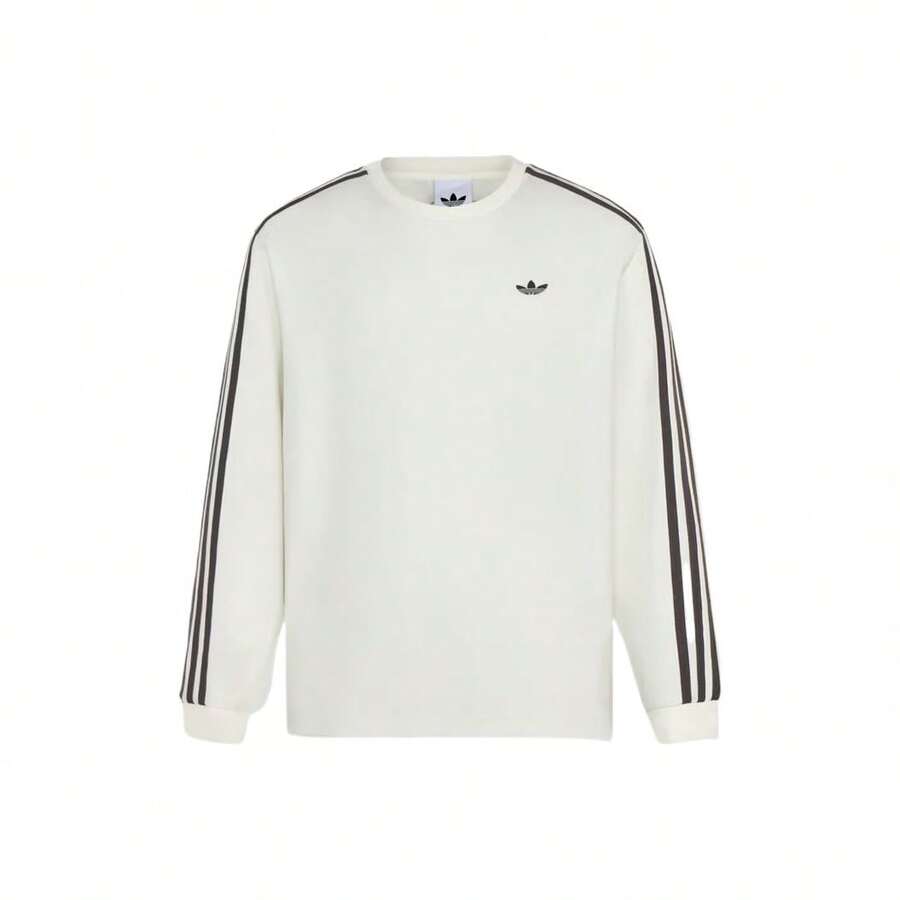 Adidas Originals SS26 Cali Men's Solid Color Crew Neck Long Sleeve T-Shirt - White - View 1