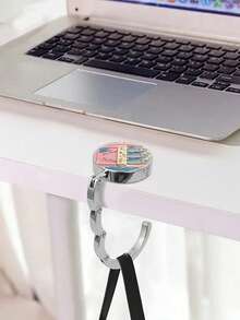 1pc Creative Retro Sardine Pattern Bag Hook, Foldable Table Edge Bag Holder, Portable Desktop Bag Hanger, Women's Handbag Storage Hook, Travel Restaurant Bag Hanger - Multicolor - View 6