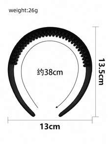1pc Matte Black Serrated Headband, Women's Non-Slip Wide Tooth Shark Tooth Hair Accessory, Suitable For Thick Coarse Curly Hair, Daily Styling Hair Accessory, Autumn Cute Style - Black - View 3