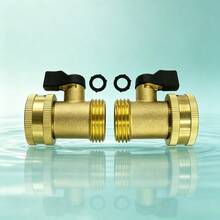 2 Pack Brass Garden Hose Shut-Off Valves, Heavy Duty One-Way Ball Valve, GHT 3/4" Threaded Connection, Includes Extra Washers, Leak-Proof Adapter, Suitable For Lawn Care, Gardening And Car Washing, Pure Brass Construction - Type a - View 6