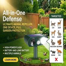 TOUCHBeauty 1pc Solar Ultrasonic Animal Repeller,300mAh Battery,Waterproof Outdoor Animal Repellent With PIR Motion Sensor,6‑8M Protection Range,Solar Powered Deterrent For Cats,Dogs,Foxes,Raccoons,Mice,Birds,Yard Lawn Garden Use - 1 Pc - View 4