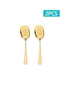1/2/8Pcs Stainless Steel Serving Spoon, Gold & Silver Available, Solid Serving Spatula For Buffet Banquet Party, Large Serving Utensils For Home Kitchen - -- - View 7