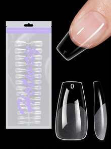 HOTWAY 120/240/360pcs Trapezoid Fake Nails, Ballet Style Hailey #15 Transparent Semi-Matte Acrylic Nail Tips, Wearable Artificial Nails - View 1