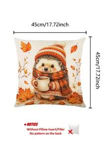Thanksgiving Autumn Kitchen Decor Table Runner, Cute Hedgehog Knitted Sweater Pattern, Rustic Country Style, Thanksgiving Holiday Dining Table Decoration, Pumpkin Maple Leaf Pine Cone Candle Pattern, Tablecloth, Dining Room Kitchen Home Decor - Multicolor - View 10