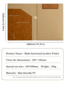 1pc PU Leather Business Portfolio, With Magnetic Clipboard And Multiple Pockets, Professional A4 Document Organizer, Suitable For Office And Meetings,Back To School - Single Piece - View 11