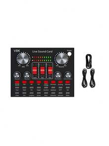 Kartu Suara Langsung untuk Streaming, Antarmuka Audio Mini Eksternal USB, Kartu Suara Mixer Podcast - Streaming Langsung untuk Siaran Komputer PC, Kartu Suara Langsung Podcast Isi Ulang USB untuk Streaming Langsung, Bernyanyi di KTV Rumahan - View 7