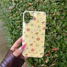 1pc IMD Plaid Autumn Fallen Leaves Phone Case Compatible With Iphone 17/16/14/13 Pro/7 Plus Shockproof Hot - Yellow - View 5