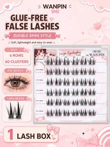 WANPIN WAN PIN Double-Tip Wheat Ear False Eyelashes Glue-Free Dynamic Exquisite Natural Voluminous One Cluster Two Buds Design Double-Segment C Curl 10-13mm Large Capacity - C - View 9
