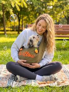 Personalized Custom Name Pet Crossbody Bag, Handmade Yarn Embroidery, Small Cat & Dog Shoulder Bag, Personalized Pet Gift, Hands-Free Pet Carrier, Pet Travel & Walking Bag - Multicolor - View 3