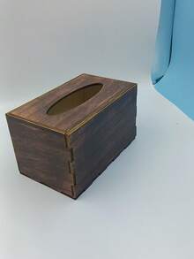 1pc Minimalist Nordic Style Rectangular Flip Cover Walnut Wood Napkin Holder, Natural Wood Grain Solid Color, Long Rectangular Living Room Tissue Storage Box, Smooth Tissue Slot, Vanity Tissue Holder, Home Daily Use, Housewarming Gift, Christmas Gift, All Season - Coffee Brown - View 6