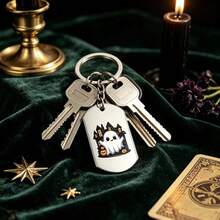 Halloween Ghost Women's Keychain, "Tis The Season To Do Spooky", Cute 3 Ghost Pattern Key Ring, Holiday Gift, Comes With Black Velvet Storage Bag, Suitable For Friends, Birthday, Halloween Party Gift - B - View 4