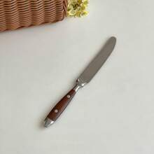 1 Walnut Two-Riveted Cutlery Set, Light Luxury High-End Stainless Steel Dinner Knife, Fork, Spoon, Salad Fork, Teaspoon, Ice Cream Spoon, High-Value Practical Household Restaurant Wooden Handle Knife, Fork, Spoon - View 14