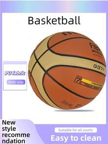 1pc Size 7/6/5 PU Basketball, Adult Competition, 12-Panel Handmade Laminated, Red & White Multicolor, Outdoor/Indoor, Student & Youth Training, Durable, Wear-Resistant, Anti-Slip, High Rebound Basketball - Red - View 9