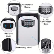 1-Piece Key Lock , Wall-Mounted Key Box, Outdoor Key Storage Cabinet, Combination Lock Box With Aluminum Alloy Cylinder, High-Strength Anti-Shock/Explosion/Lock-Proof Housing, Reprogrammable Code - A - View 7