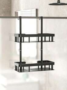 Premium Bathroom Storage Hanging Rack, Double Layer Drainage Basket, Door Hanging No Drilling, Space-Saving - View 4