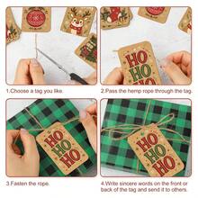 50pcs Vintage Christmas Gift Tags With Jute Rope, Christmas Tree, Snowman, Reindeer And Santa Claus Patterns, Holiday Paper Gift Labels, Suitable For Christmas Gifts, Gift Wrapping And Party Decoration Hanging Tags - Multicolor - View 7