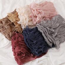 1pc Women's Pleated Organza Hijab Scarf, Simple Solid Color Headscarf, Fashion Headwrap Shawl, Suitable For Daily Wear - Baby Pink - View 4