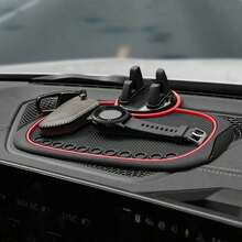 1pc Car Phone Holder Multi-Function Phone Mount Navigation Dashboard Center Console Fixed New 360° Rotating Red/Blue/White Edge Multiple Colors Available - A - View 6