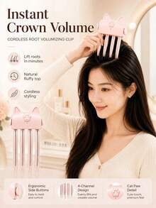 Sisir Penambah Volume Rambut Bentuk Telinga Kucing Lucu, Alat Penata Rambut Portabel untuk Menambah Volume Akar Rambut, Sisir Jepit Rambut untuk Membentuk Gaya Rambut Alami dan Mengembang, Cocok untuk Gaya Rambut Sehari-hari Wanita DIY - MultiWarna - View 9