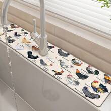1pc Sink Faucet Absorbent Mat, Drainage Pad, Suitable For Kitchen, Bathroom Sink, Countertop, Drainage Mat, Diatomaceous Earth Material, Trimmable, Quick-Drying Mat - Multicolor - View 3