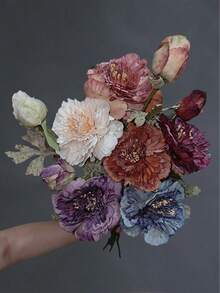 1pc Vintage Double-Head Large Peony Artificial Flower, European Style Silk Peony Floral Decoration, Home Decor, Photography Prop - Multicolor - View 3