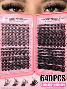 Multi-Box Pack 1/2 Boxes 640pcs Eyelash Book Kit D Curl Large Capacity Best Quality Lowest Price New DIY Eyelashes Fluffy Soft 3D Faux Mink False Eyelashes Makeup Eyelash Extensions DIY Lightweight Eyelashes - D - View 1