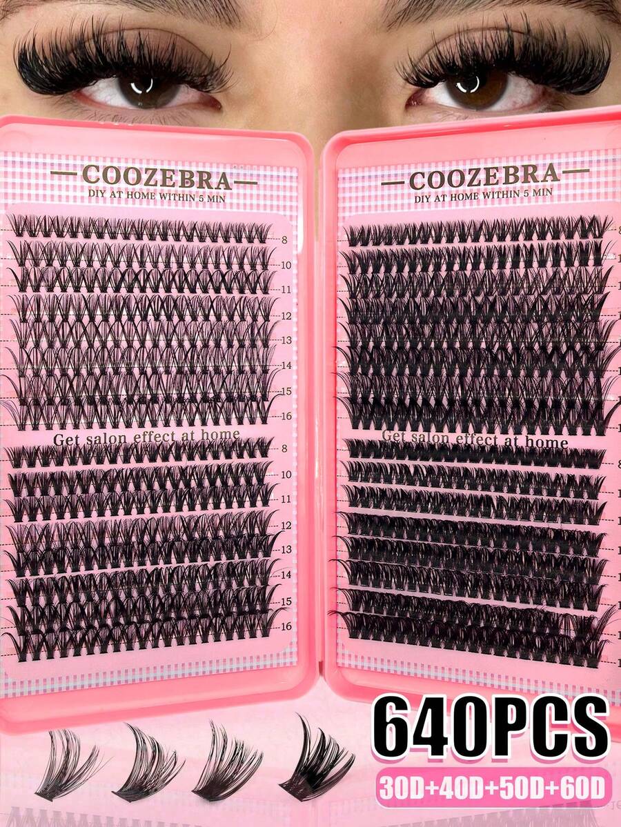 Multi-Box Pack 1/2 Boxes 640pcs Eyelash Book Kit D Curl Large Capacity Best Quality Lowest Price New DIY Eyelashes Fluffy Soft 3D Faux Mink False Eyelashes Makeup Eyelash Extensions DIY Lightweight Eyelashes - D - View 1