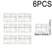 6pcs Small Travel Refillable Containers, Transparent Plastic Jars, Reusable Plastic Storage Containers, Round Plastic Jars, Kitchen Home Storage Containers, Black/White/Clear Screw Cap Sample Jars, 4 Sizes, Makeup Sample Dispenser Boxes - View 17